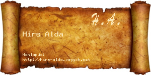 Hirs Alda névjegykártya